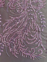 Dantela Couture Pudra cu Model Floral, cu Margele si Paiete